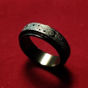 NEW Stainless Steel Black Glitter Celestial Spinner Ring